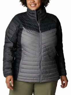 Columbia Women Grey Full Sleeve Powder Lite II Full Zip Jacket