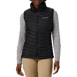 Weste Columbia Powder Lite Schwarz/Logo Weiß Damen