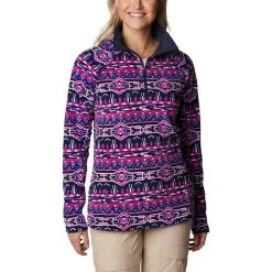 Columbia Glacial IV Print Half Zip Damen Fleecepullover Lila/blau