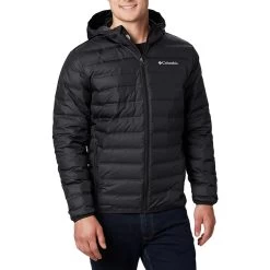 Columbia Lake 22 Down Hooded Jacke Schwarz/weißes Logo