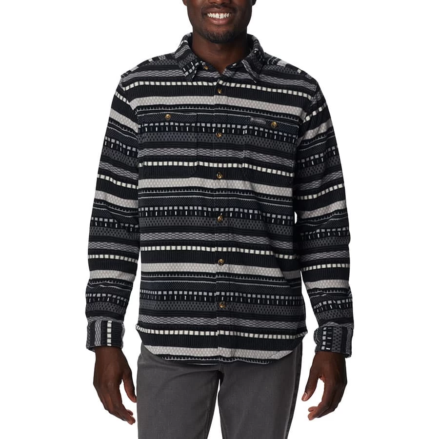 Columbia Flare Gun Fleece Over Langarmhemd Schwarz/weiß/gestreift 3 Columbia Flare Gun Fleece Over Langarmhemd Schwarz/weiß/gestreift