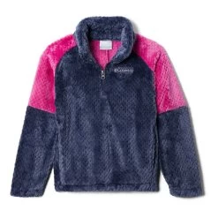 Columbia Fire Side II Sherpa Half Zip Kinder Fleecepullover Marineblau/rosa