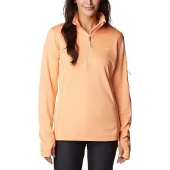 Columbia Park View Grid Half Zip Damen Fleecepullover Lachsorange