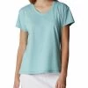 Columbia Womens Blue Blended Short Sleeve Sun Trek Ss Top -Columbia Shop f3c6e04AR2968 363 1